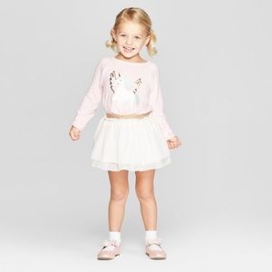 toddler girl tutu skirt with gold pom poms